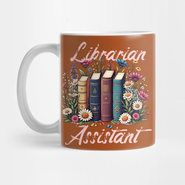 Librarian Assistant, book row design with wild flowers by Apparels2022